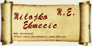 Milojko Ekmečić vizit kartica